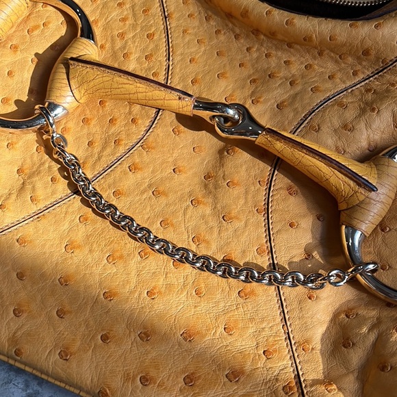 Gucci exotic Ostrich Horse-bit  hobo NEW - Picture 11 of 17